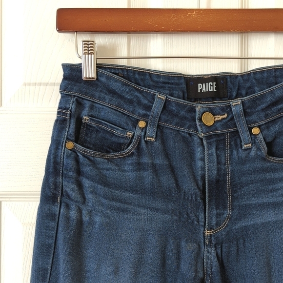 Paige Hoxton Classic Mid Rise Medium Wash Ankle Cropped Skinny Jeans Blue 26 - Picture 11 of 14